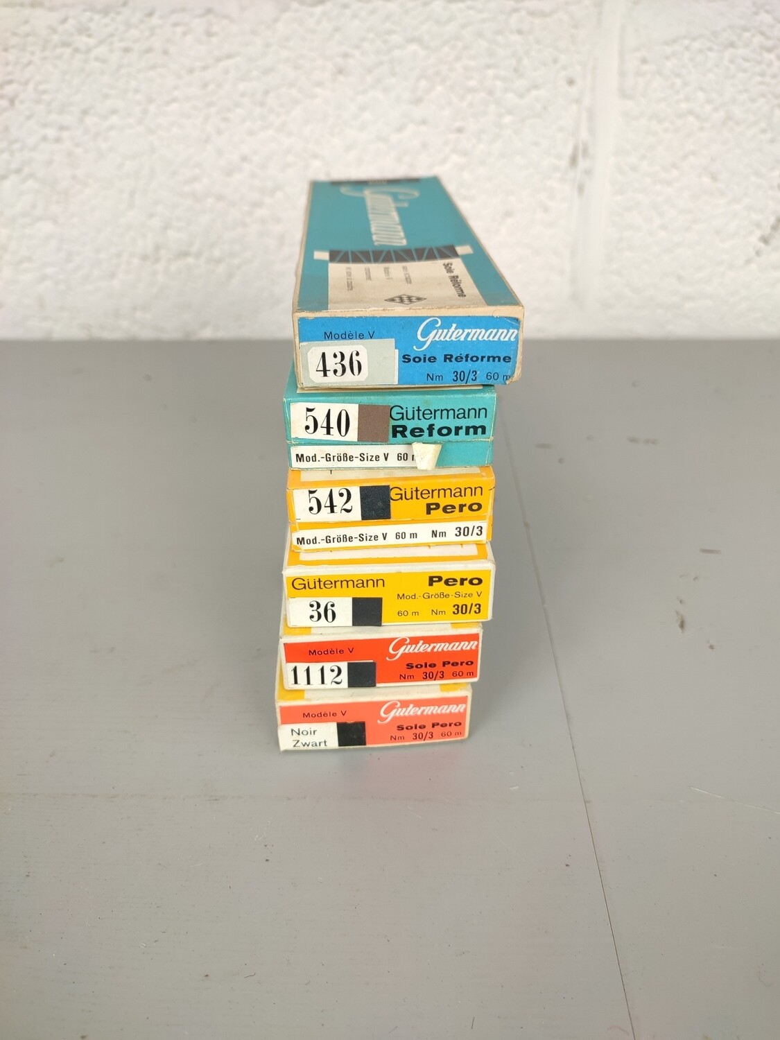 6 old packages Gutermann sewing thread