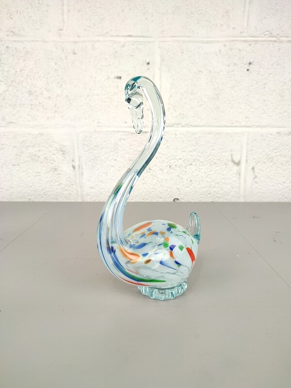 Large glass sculpture of a swan