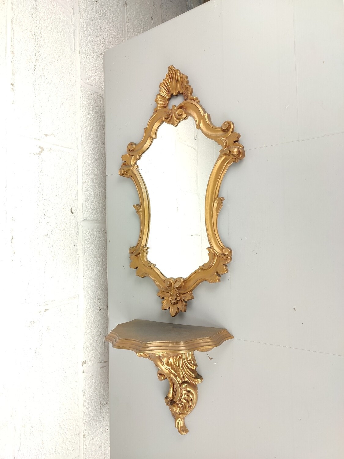 Kleine barok spiegel met console
