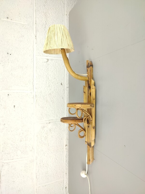 Vintage bamboe wandlamp