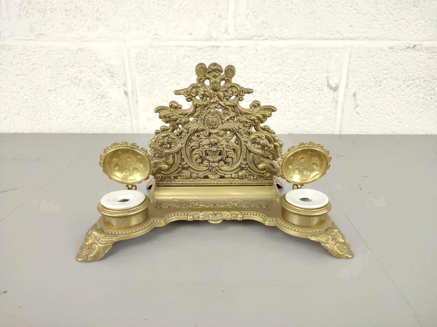 Brass baroque inkstand