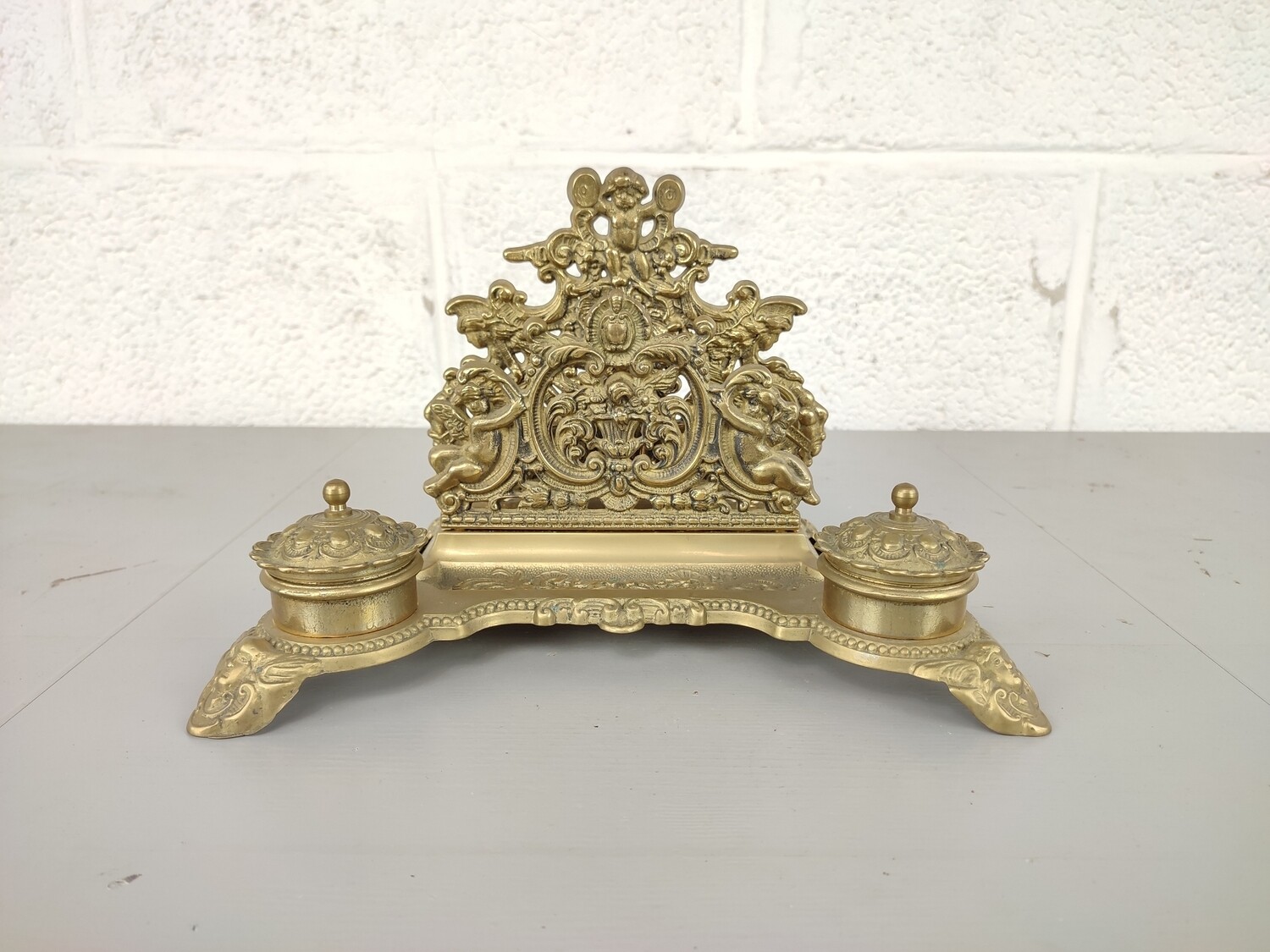 Brass baroque inkstand