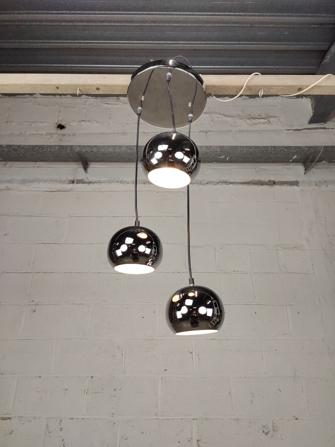 Chrome eyeball waterfall lamp