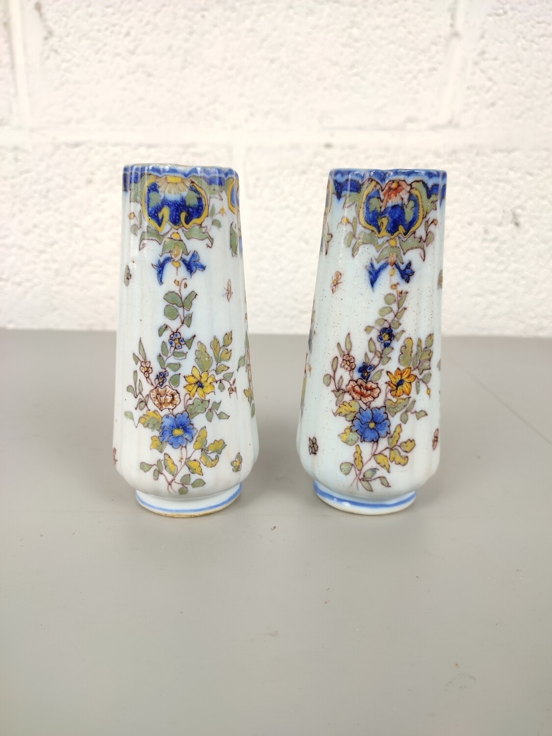 Pair of antique Rouen vases