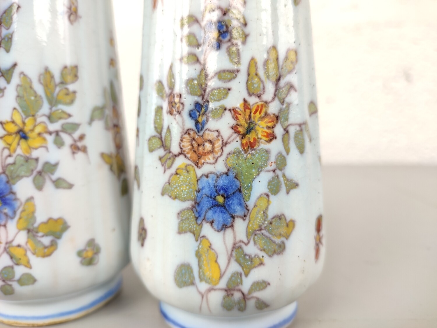 Pair of antique Rouen vases