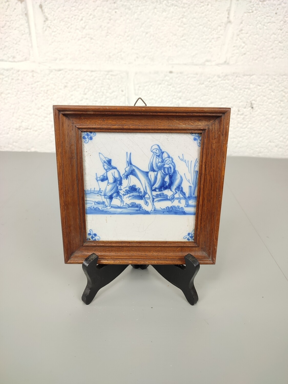 Antique Delft tile in frame 18th century