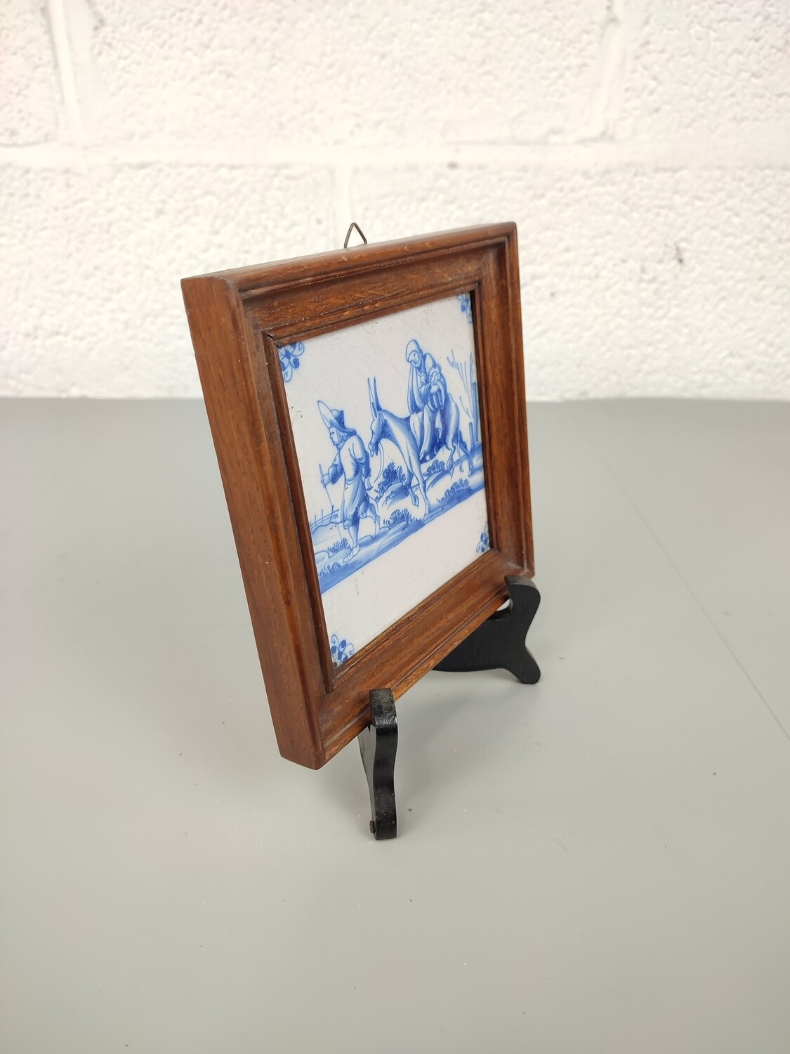 Antique Delft tile in frame 18th century
