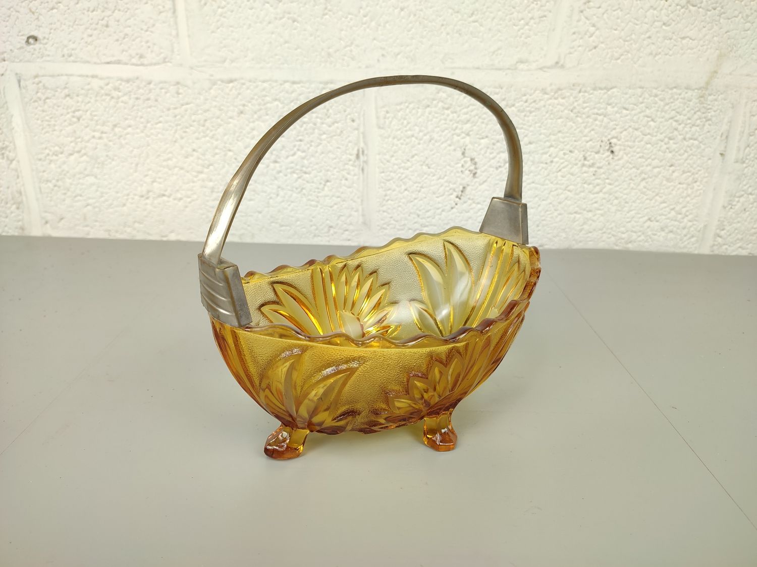 Amber glass bowl