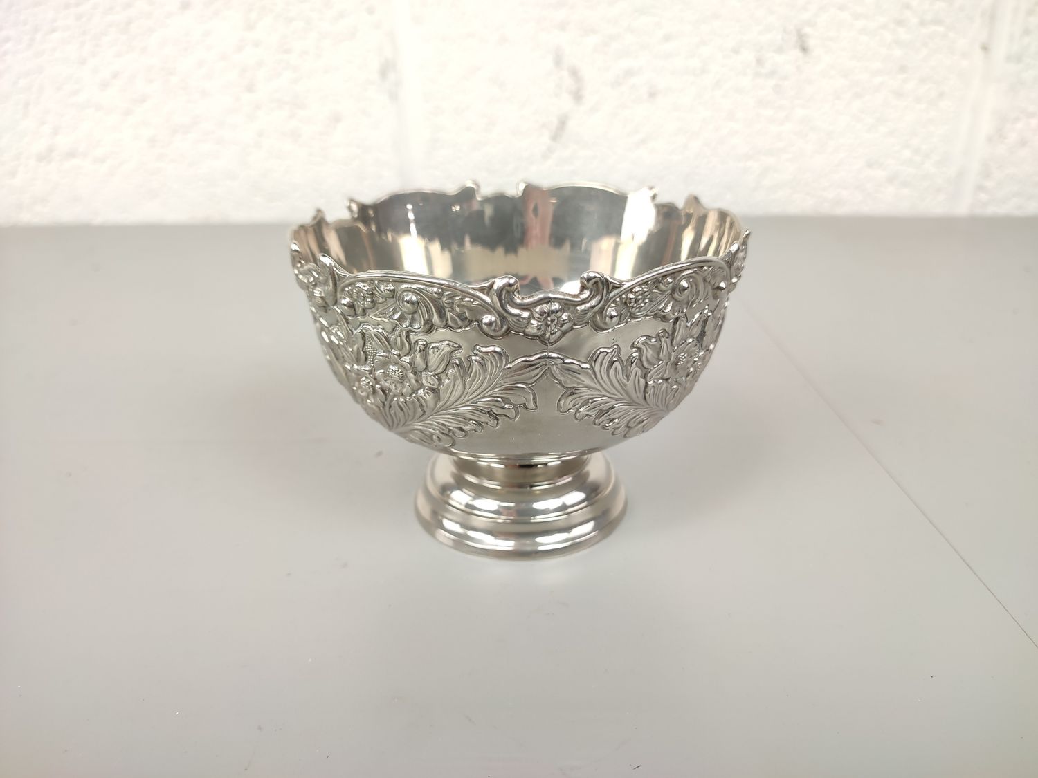 Silver plated decorated bowl