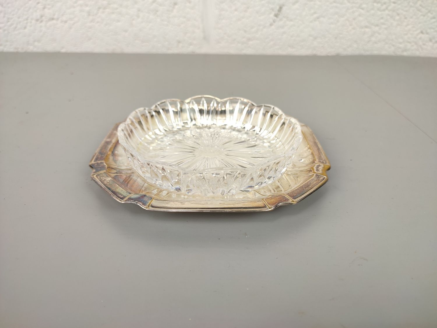Glass and silver plated tray