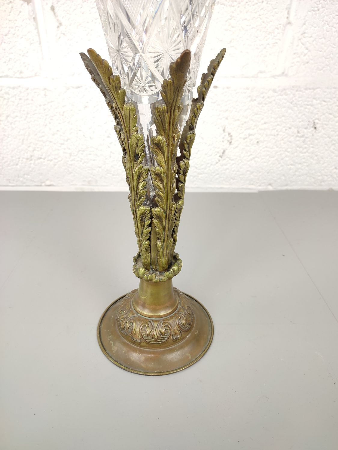 Crystal vase on a bronze base