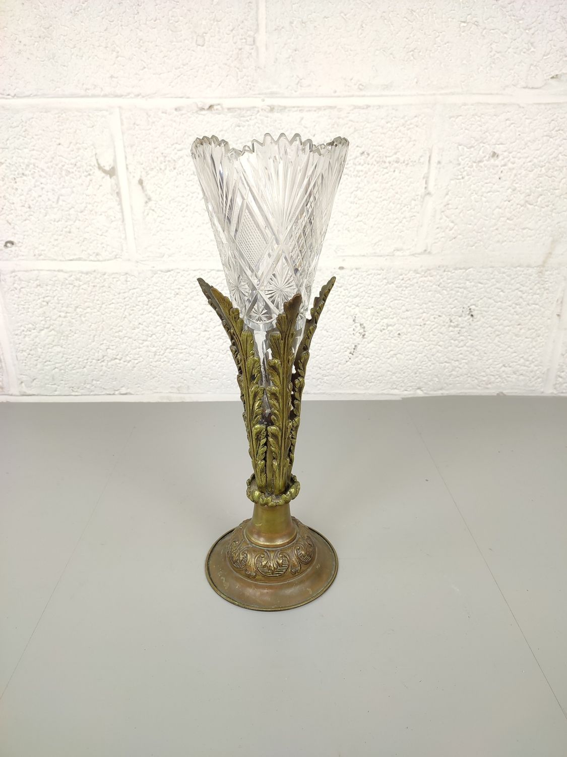 Crystal vase on a bronze base