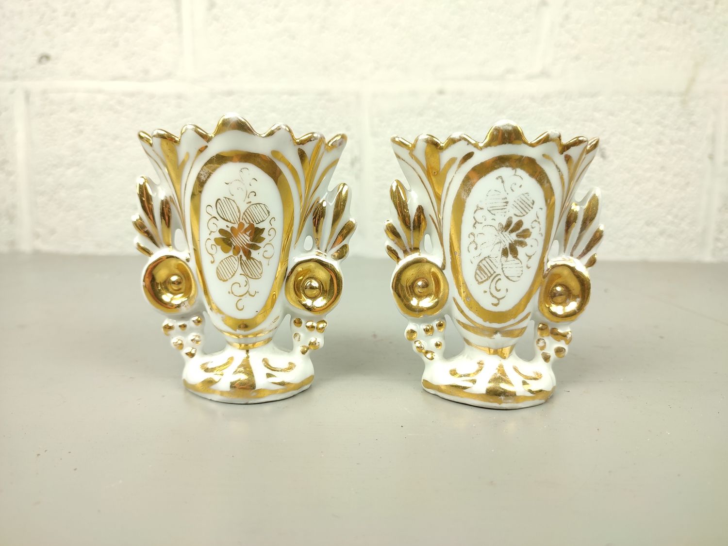 Pair of antique vieux Bruxelles vases