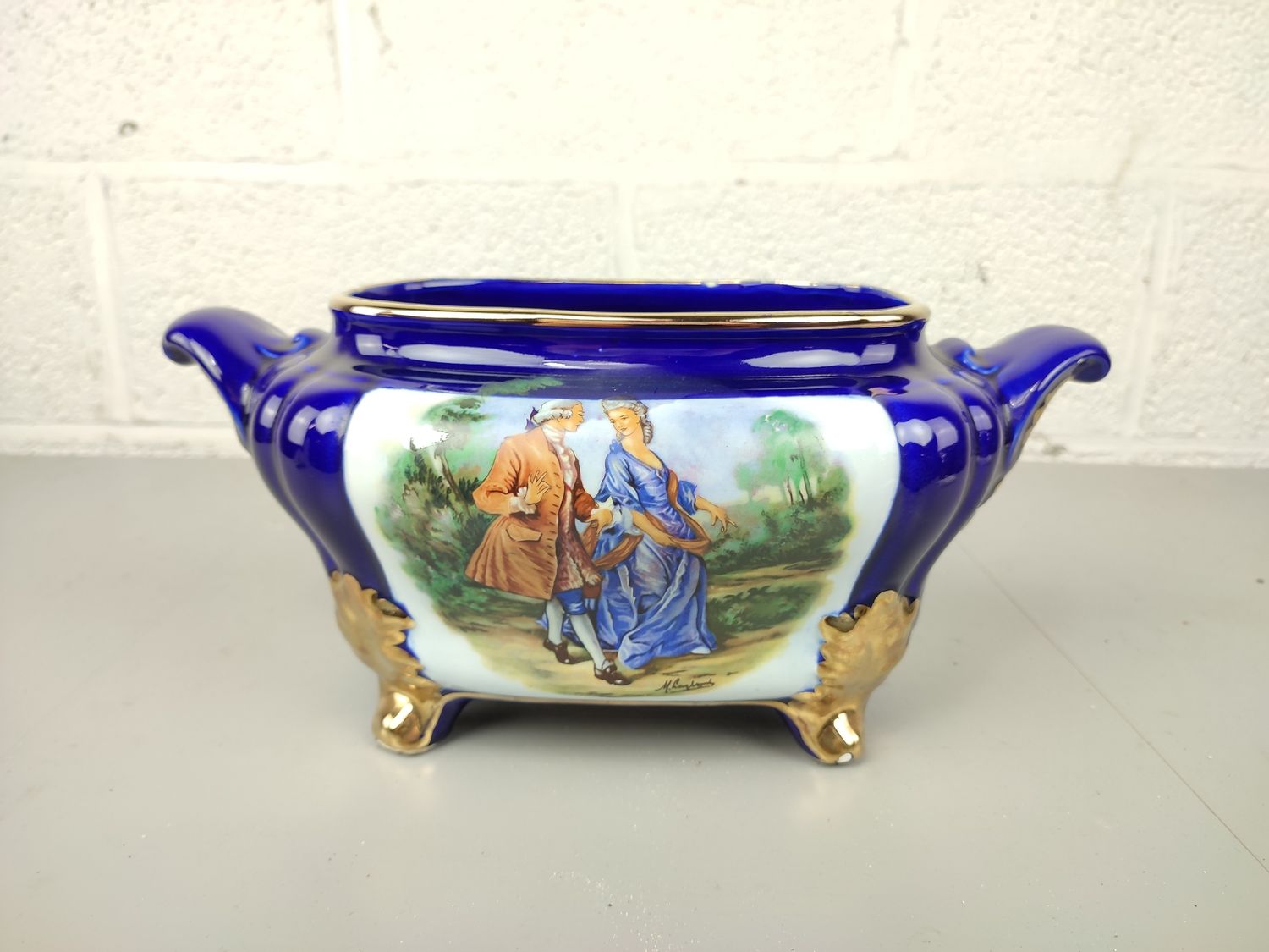 Blue &#39;Ceramica le Torri&#39; flower pot