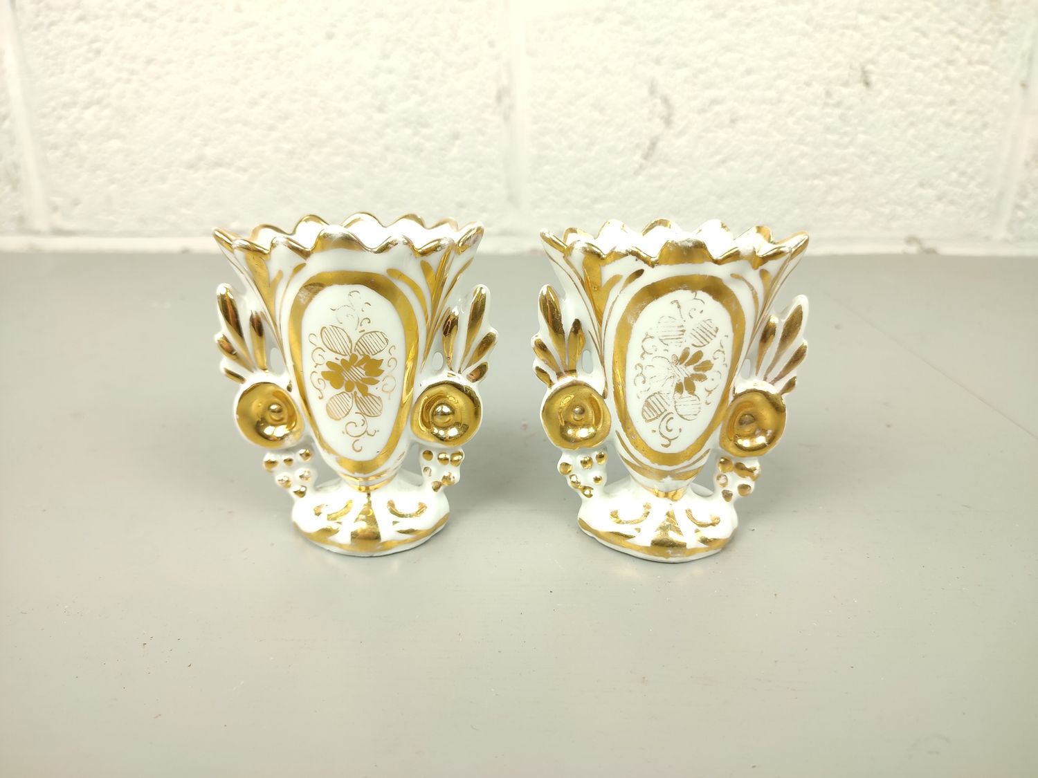 Pair of antique vieux Bruxelles vases
