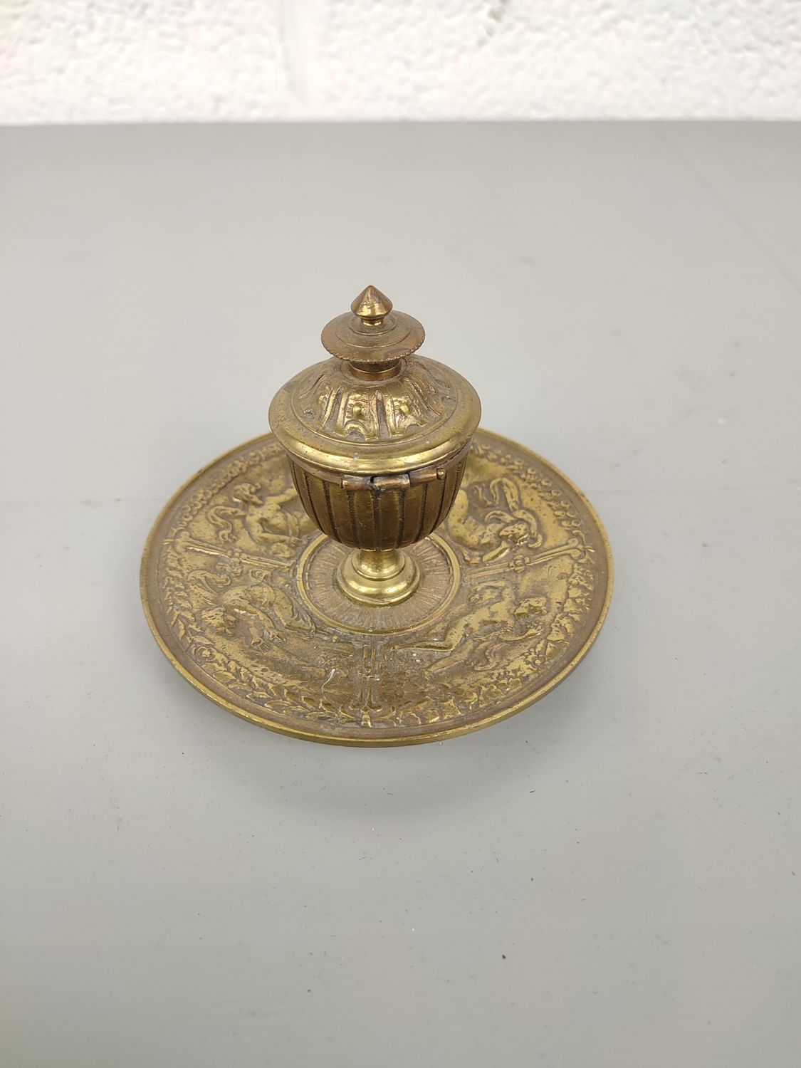 Brass inkwell