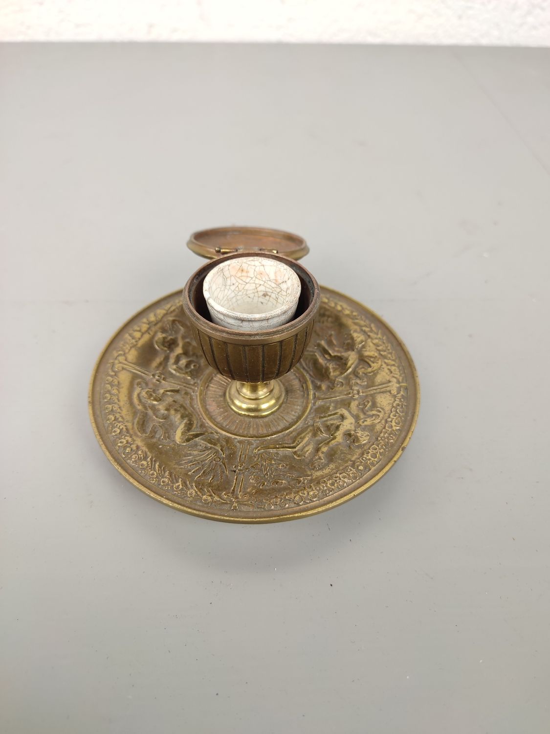 Brass inkwell