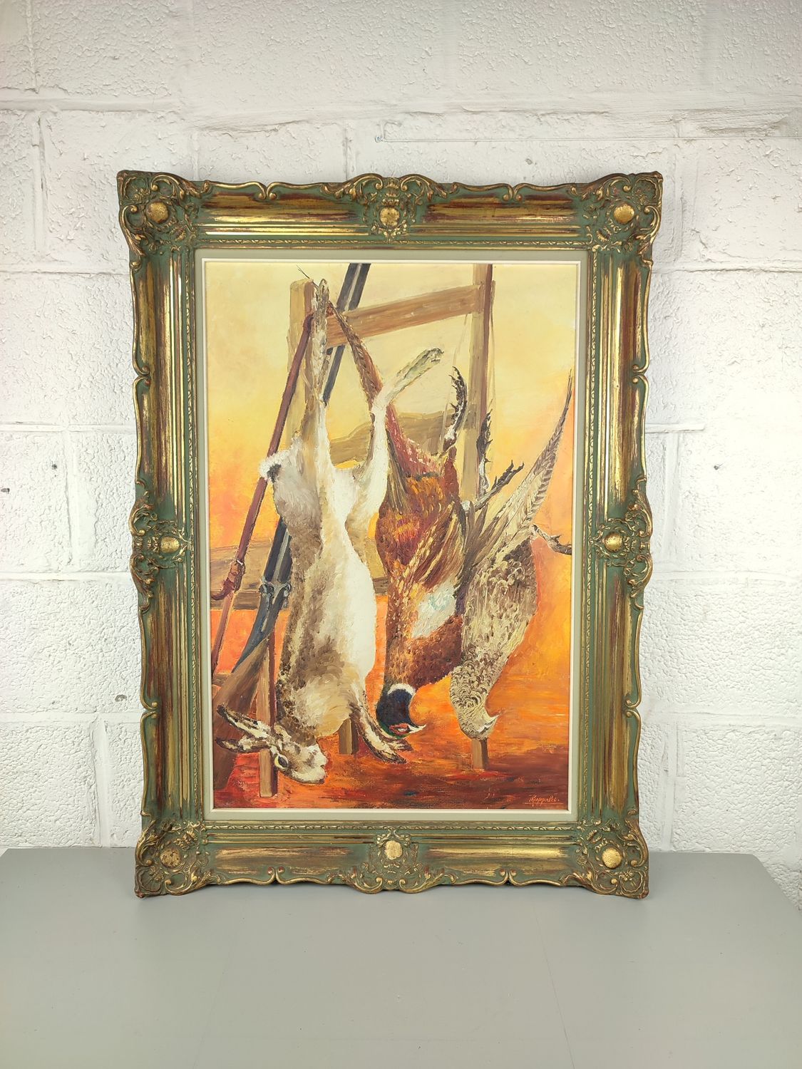 Large painting of hunting trophies
