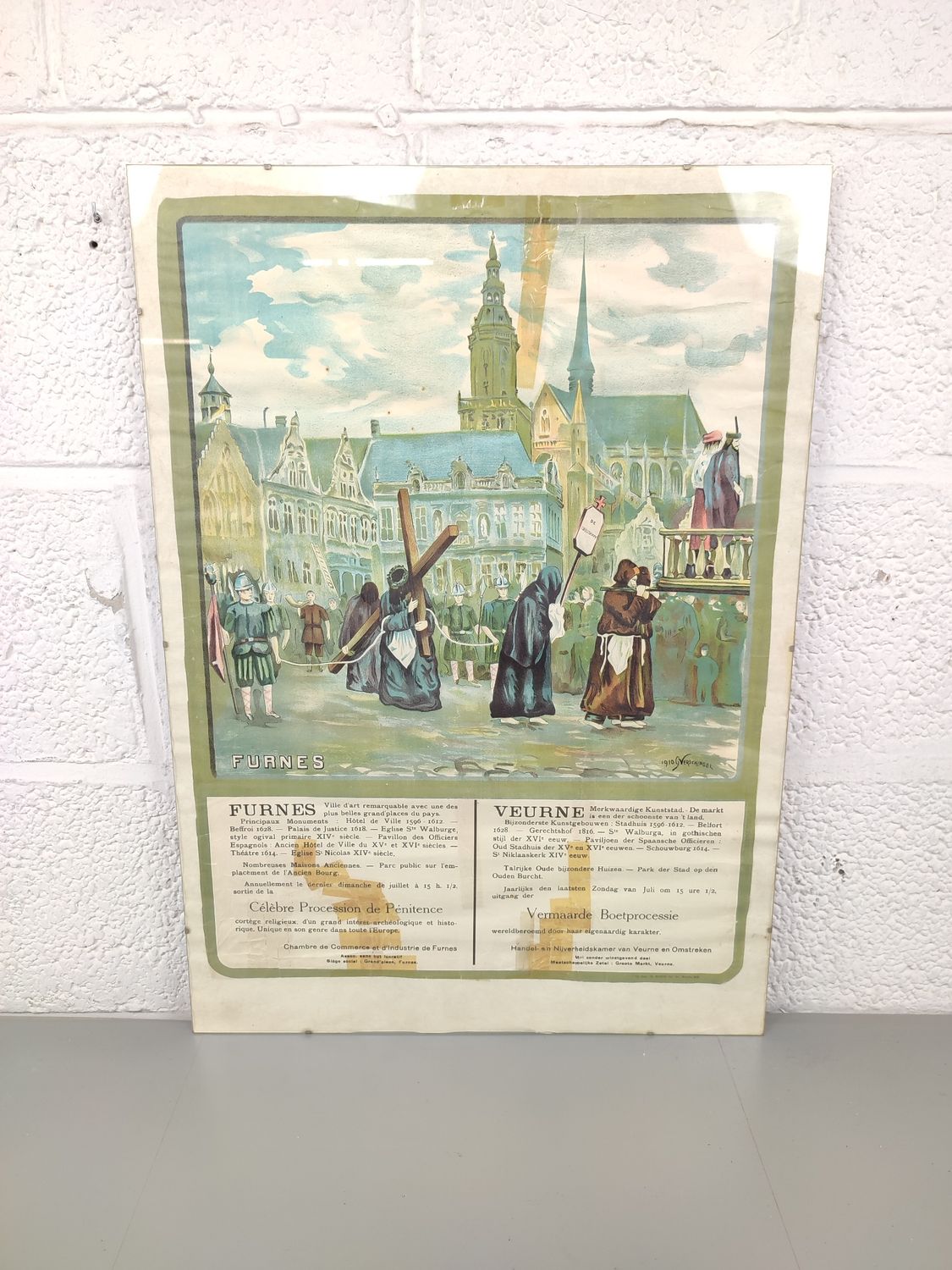 Old poster of the penitential procession in Veurne
