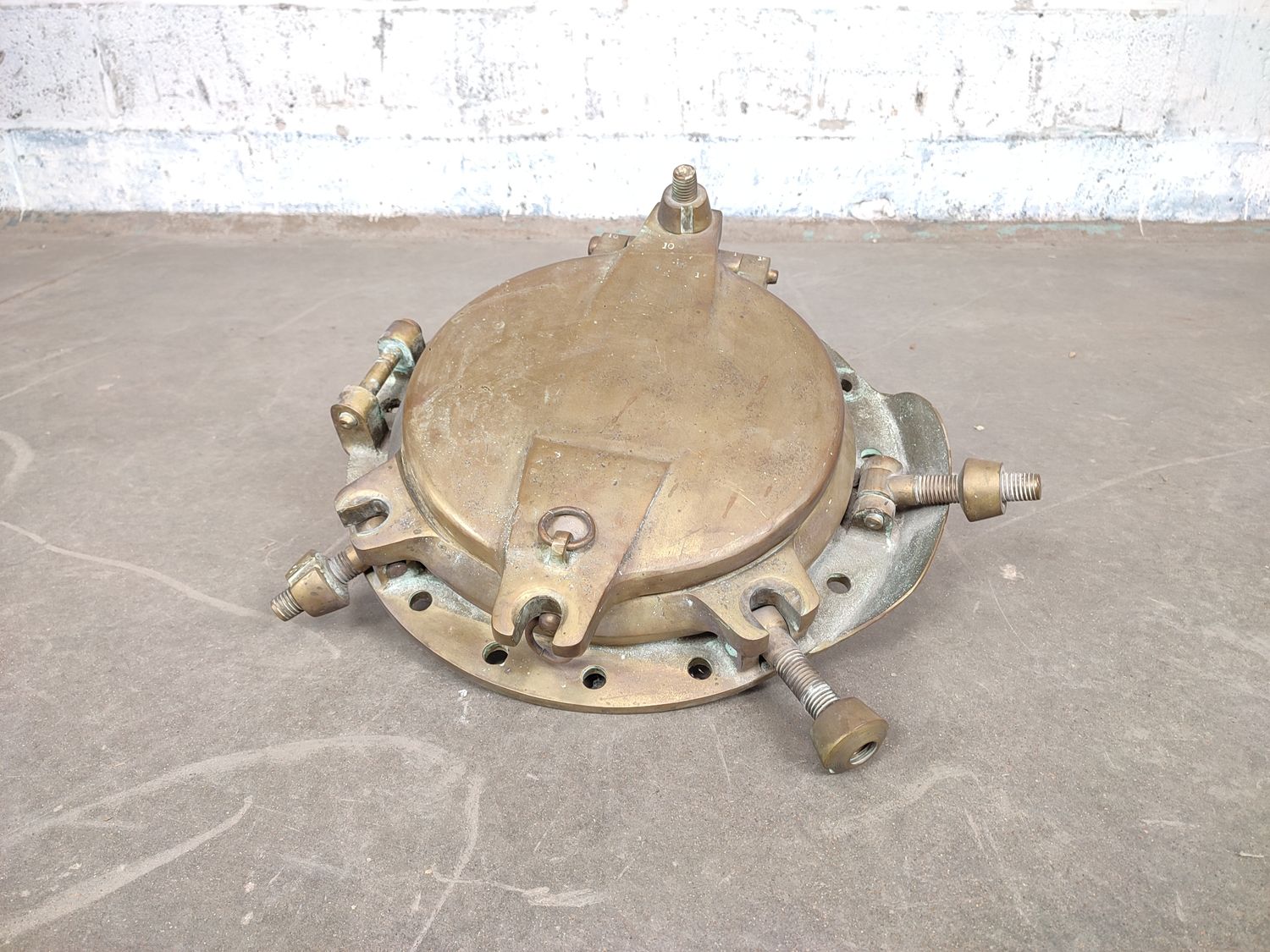 Antique brass ship&#39;s porthole