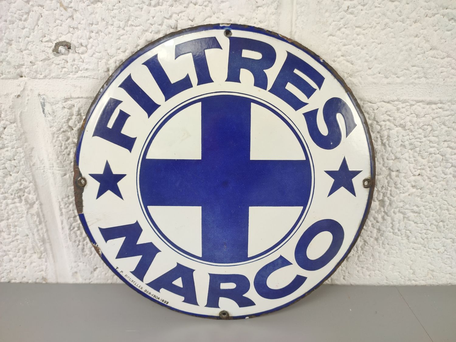 Enamel sign Marco filters