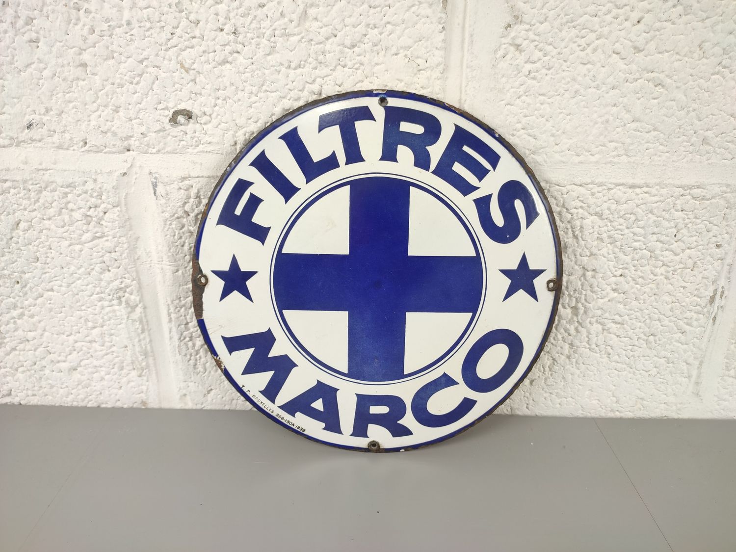 Enamel sign Marco filters