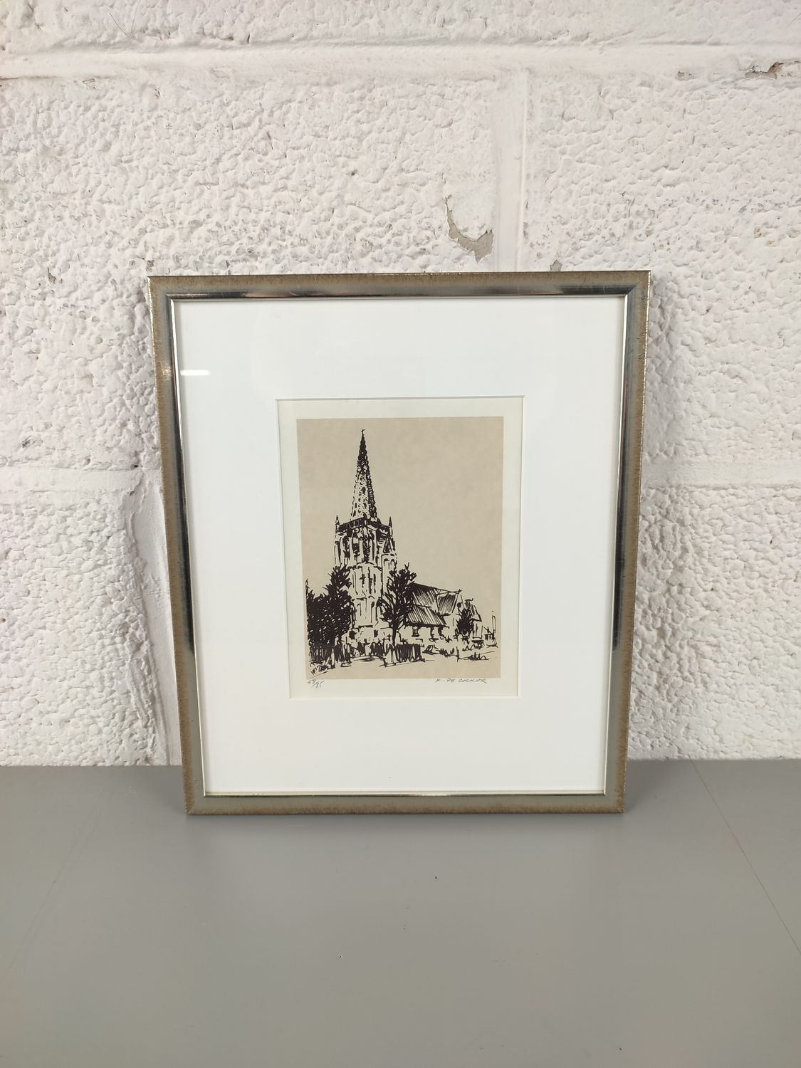 Paul de cocker - lithograph - church of Vinkem
