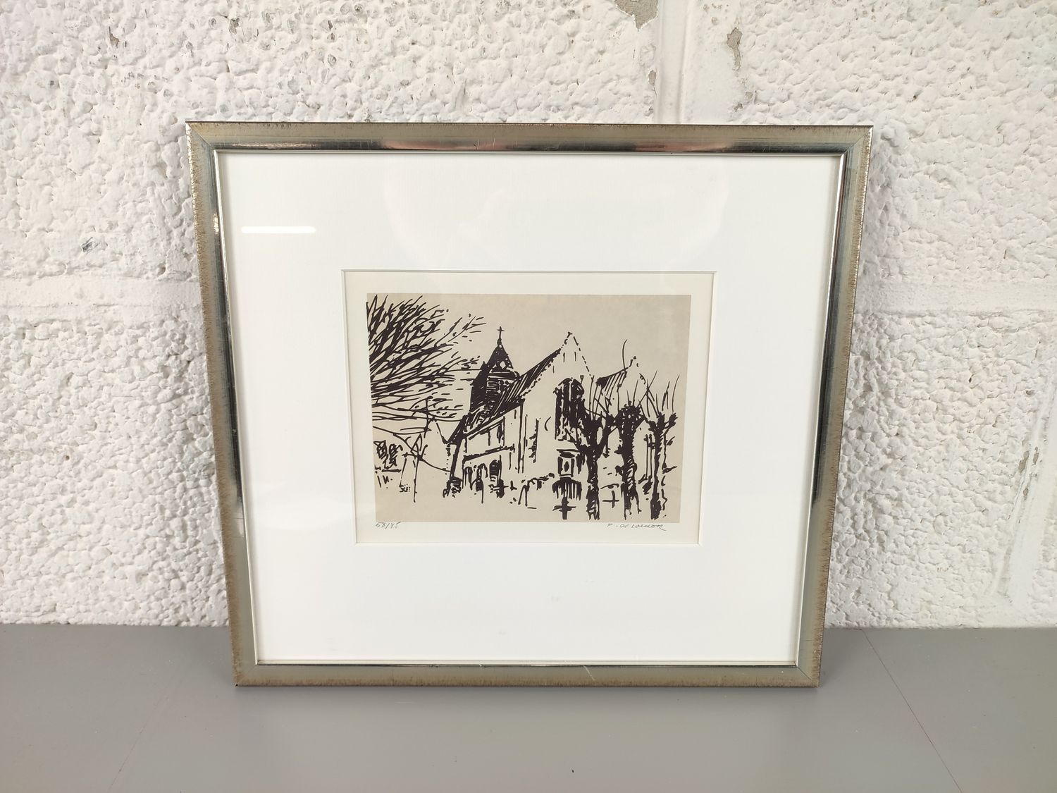 Paul de cocker - lithograph - church of Wulveringem