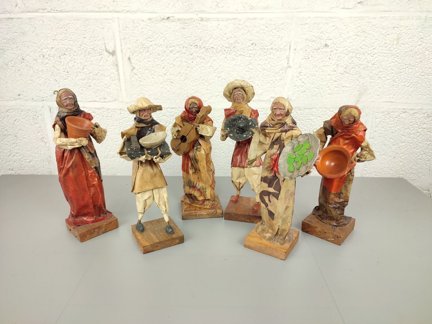 6 Mexican papier mache dolls