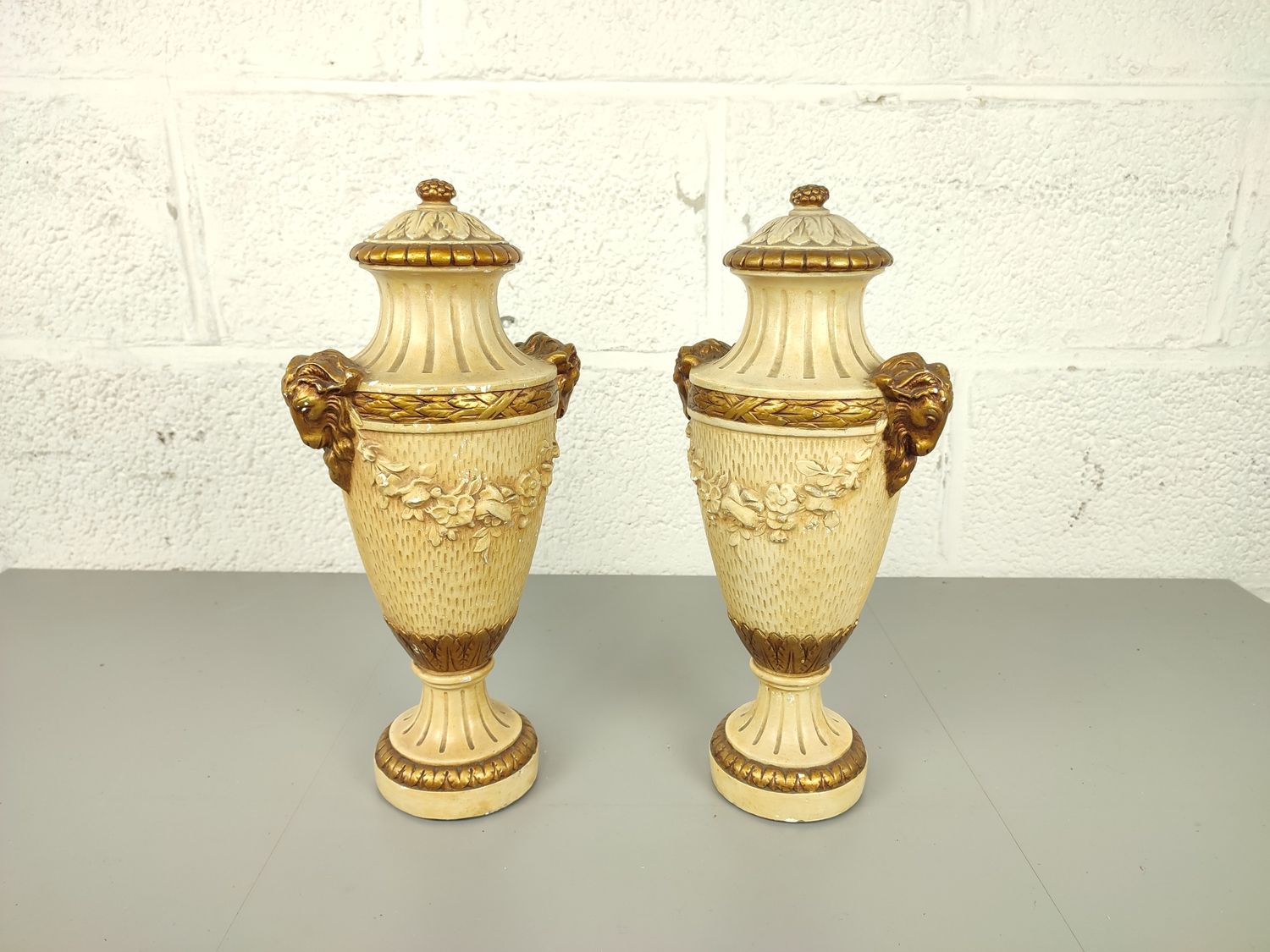 Pair of plaster vases