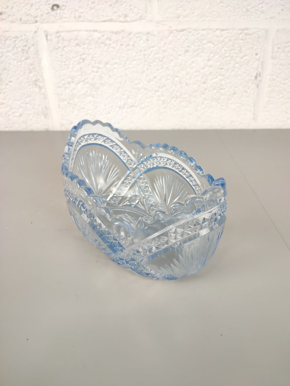 Blue pressed glass bowl