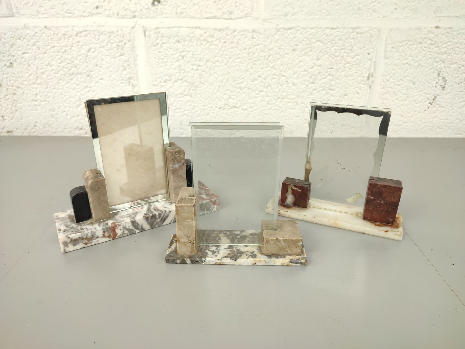 3 marble art deco photo frames