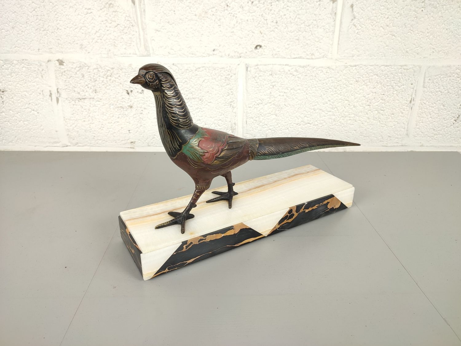 Art deco pheasant sculpture