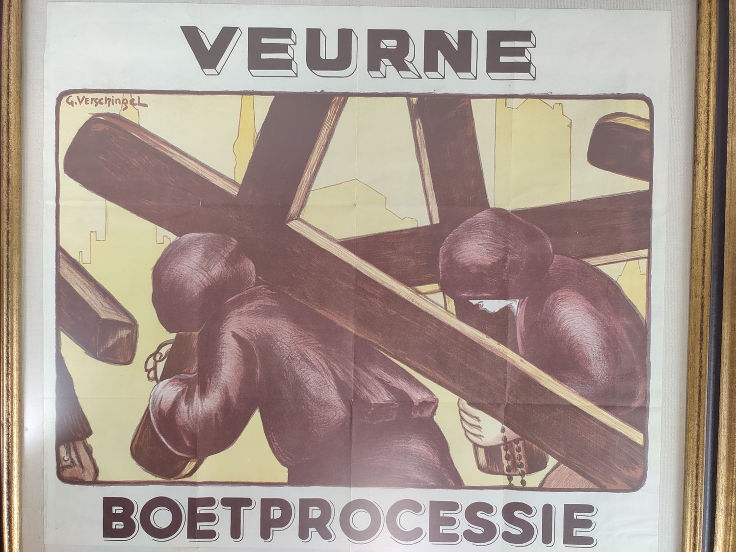 Old poster of the penitential procession in Veurne