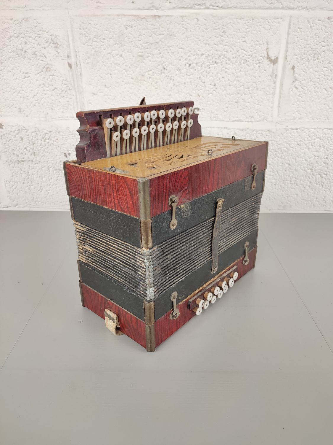 Antique wooden accordion