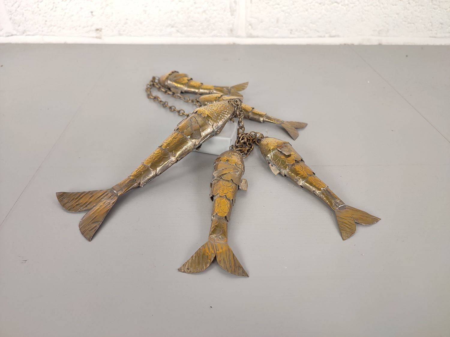 Mexican brass fishes necklace