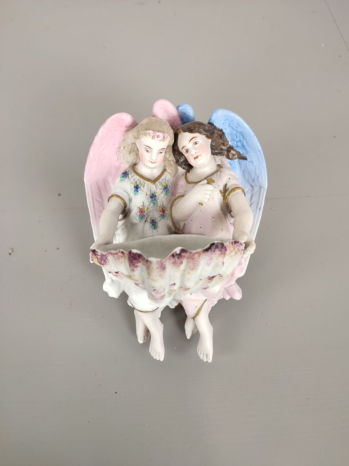 Holy water vessel with 2 angels