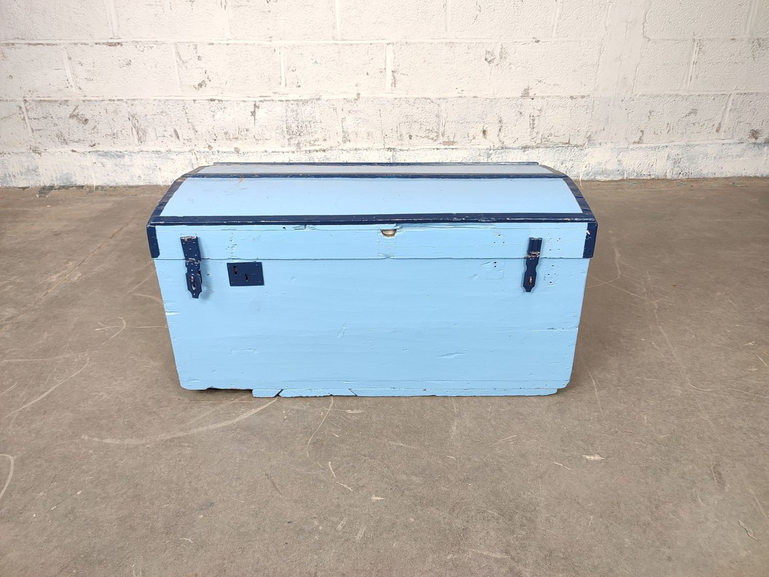 Antique blue wooden chest
