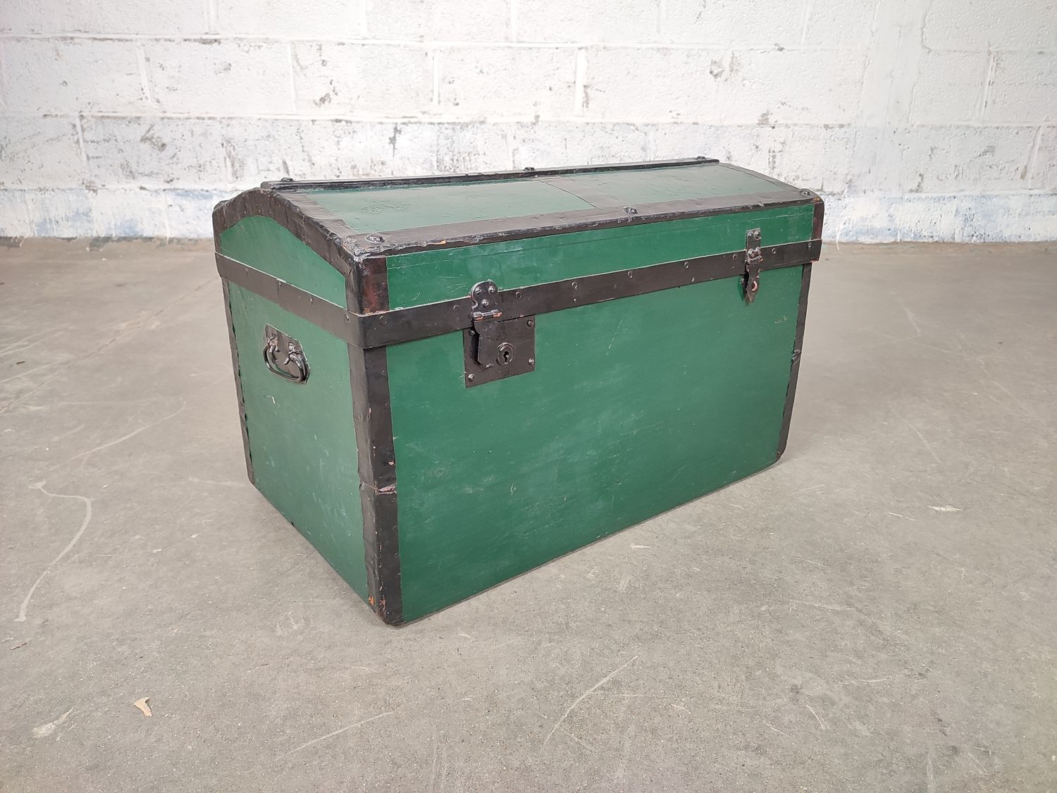 Antique green wooden chest