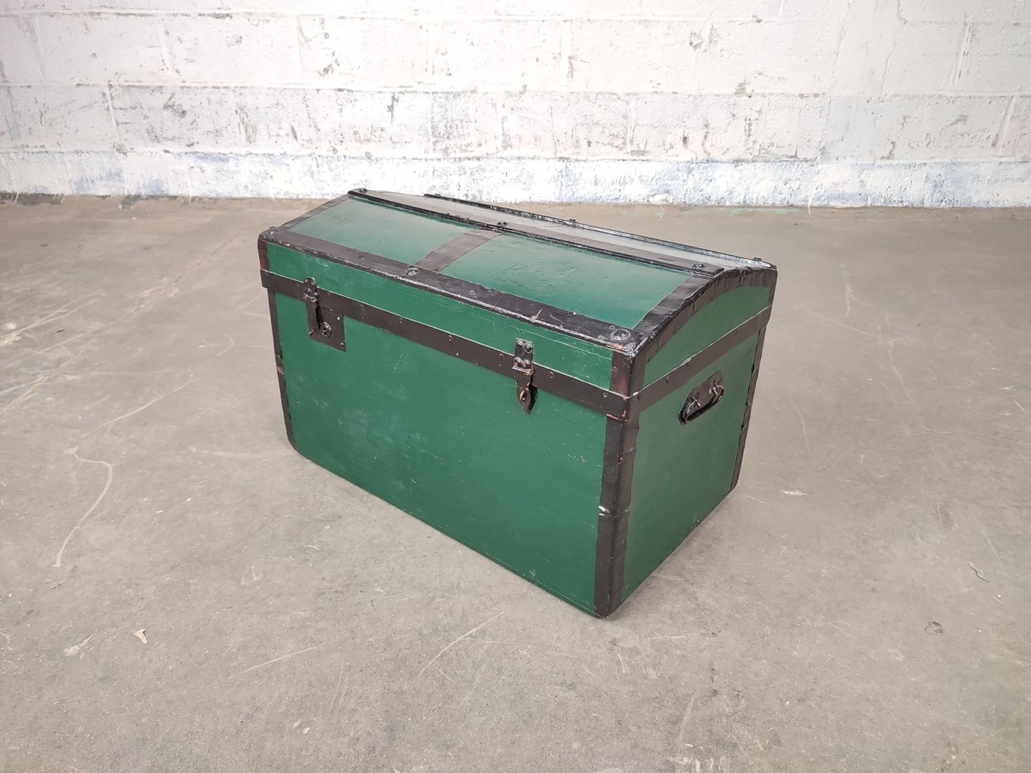 Antique green wooden chest