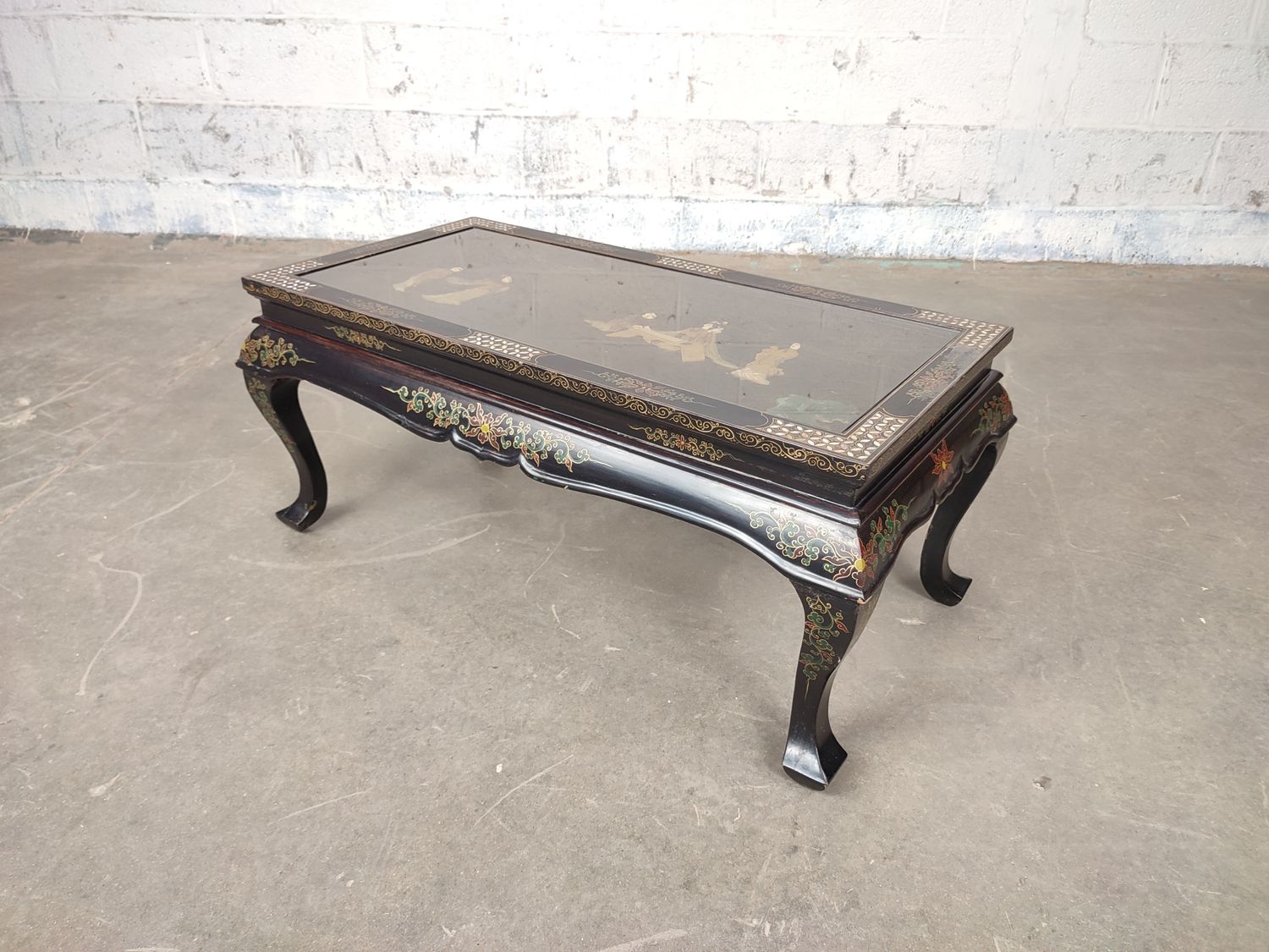 Chinese table with soapstone