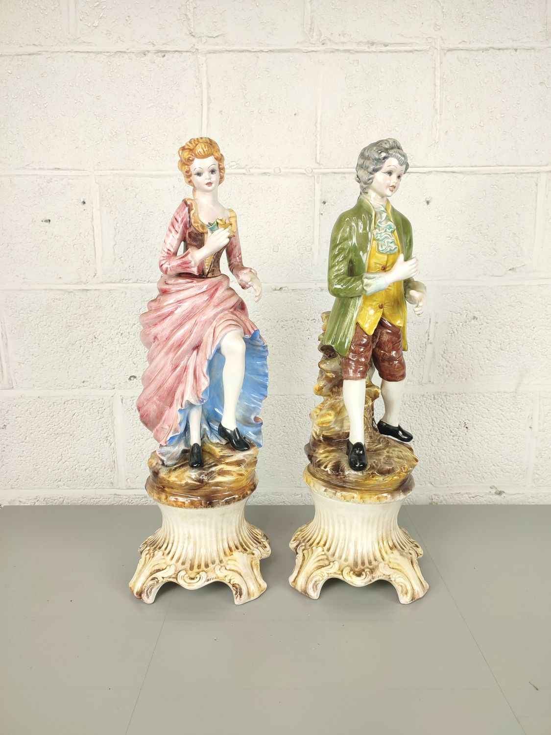Large pair of Italian porcelain statues