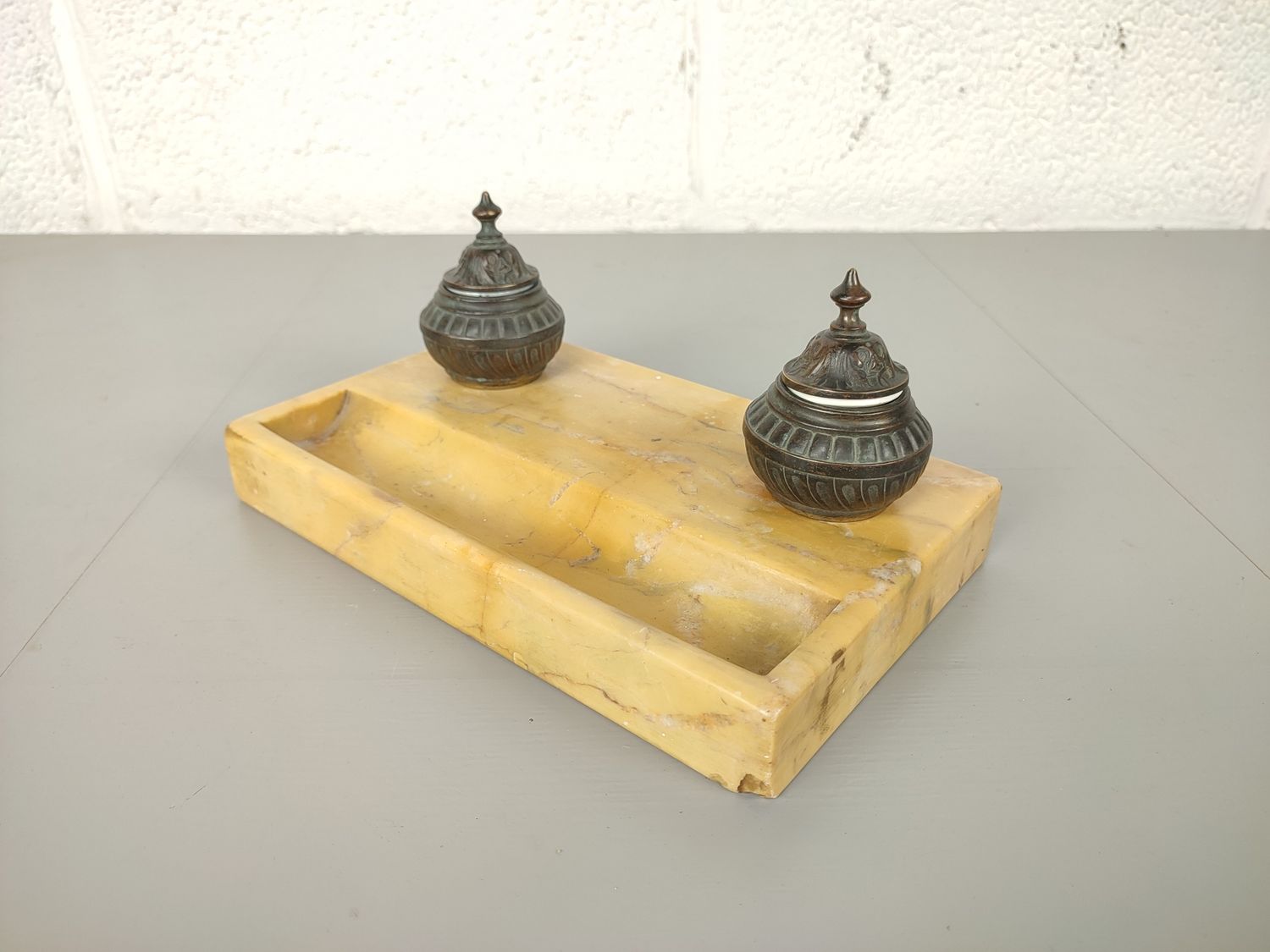Antique marble inkstand