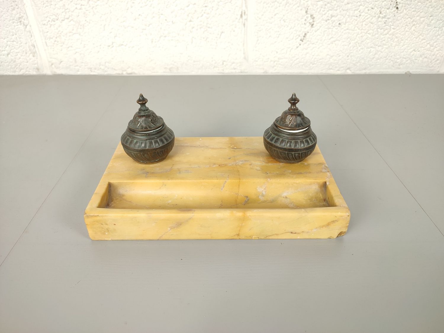 Antique marble inkstand