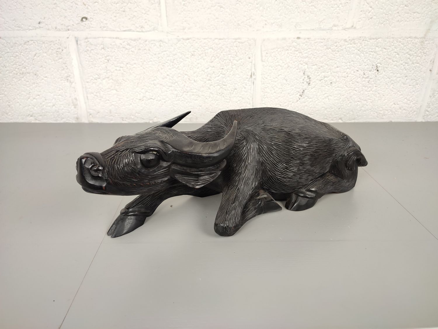 Hand carved wooden water buffalo