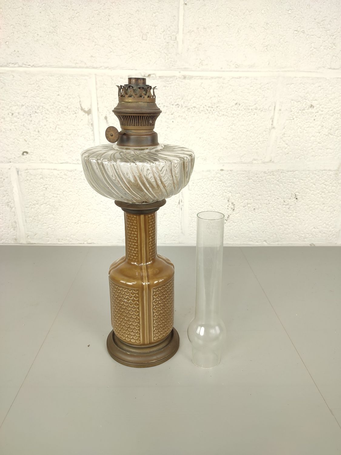 Large antique oil lamp