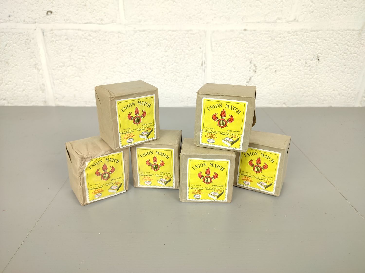 6 old packages of matches