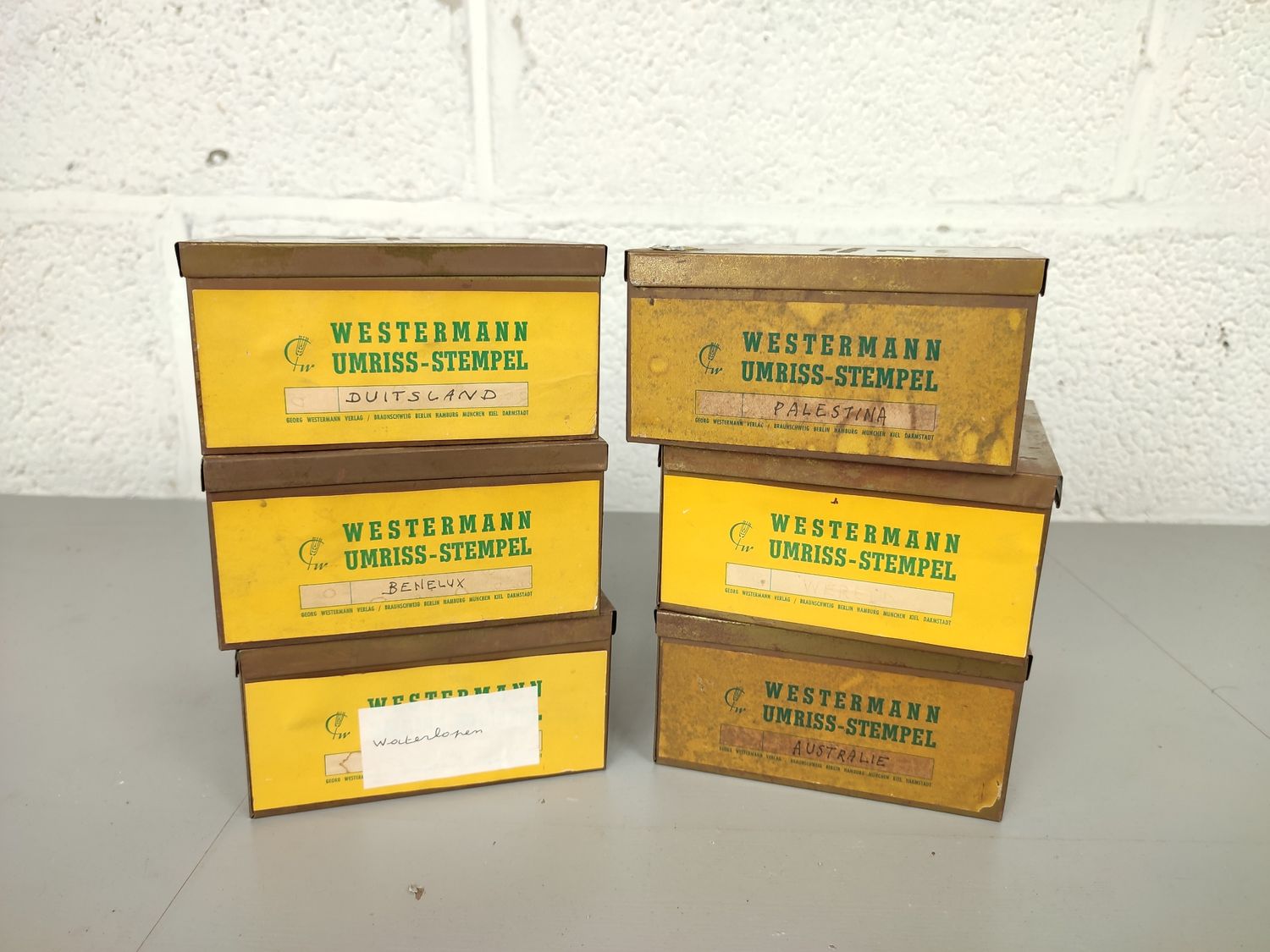 6 old geografical school stamps
