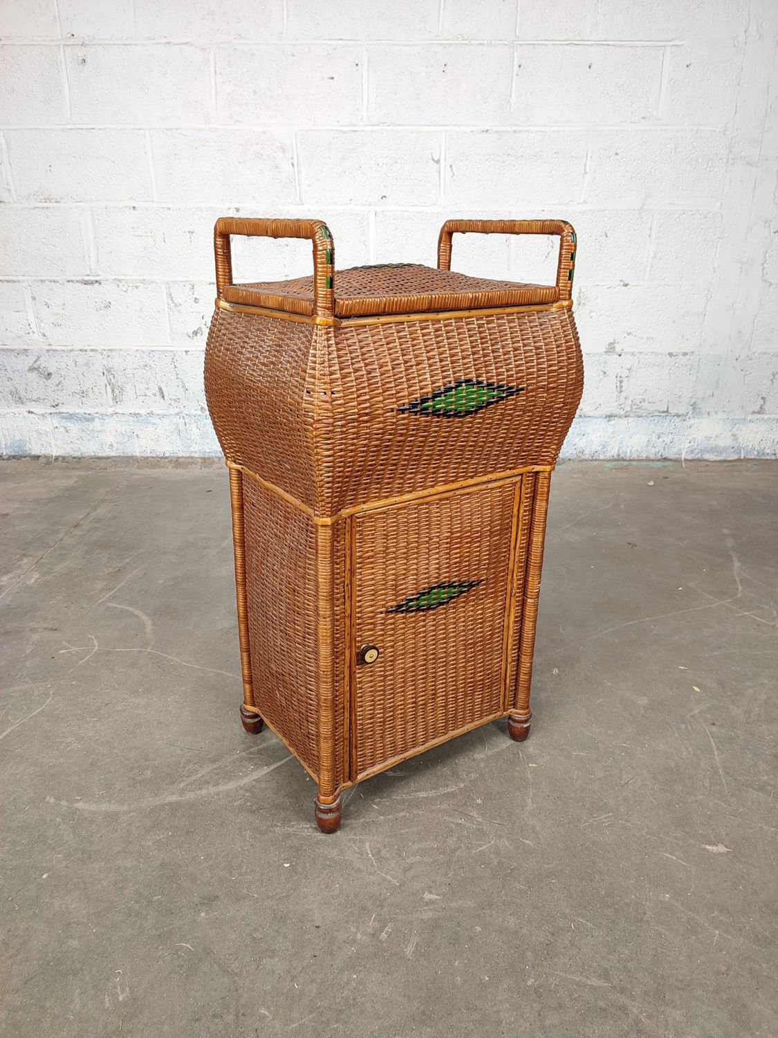 Vintage rattan sewing basker