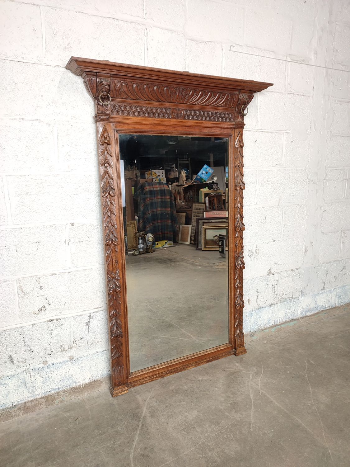 Large antique oakwood mirror